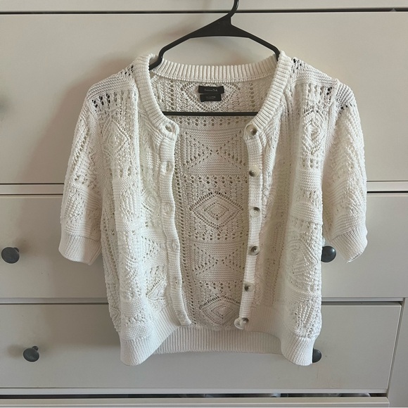 Massimo Dutti Short Sleeve Open Knit Cardigan - Picture 6 of 9